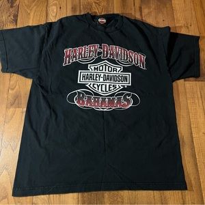 Vintage Harley Davidson Black T-shirt Adult XL Spell Out Logo Bahamas Early Y2k